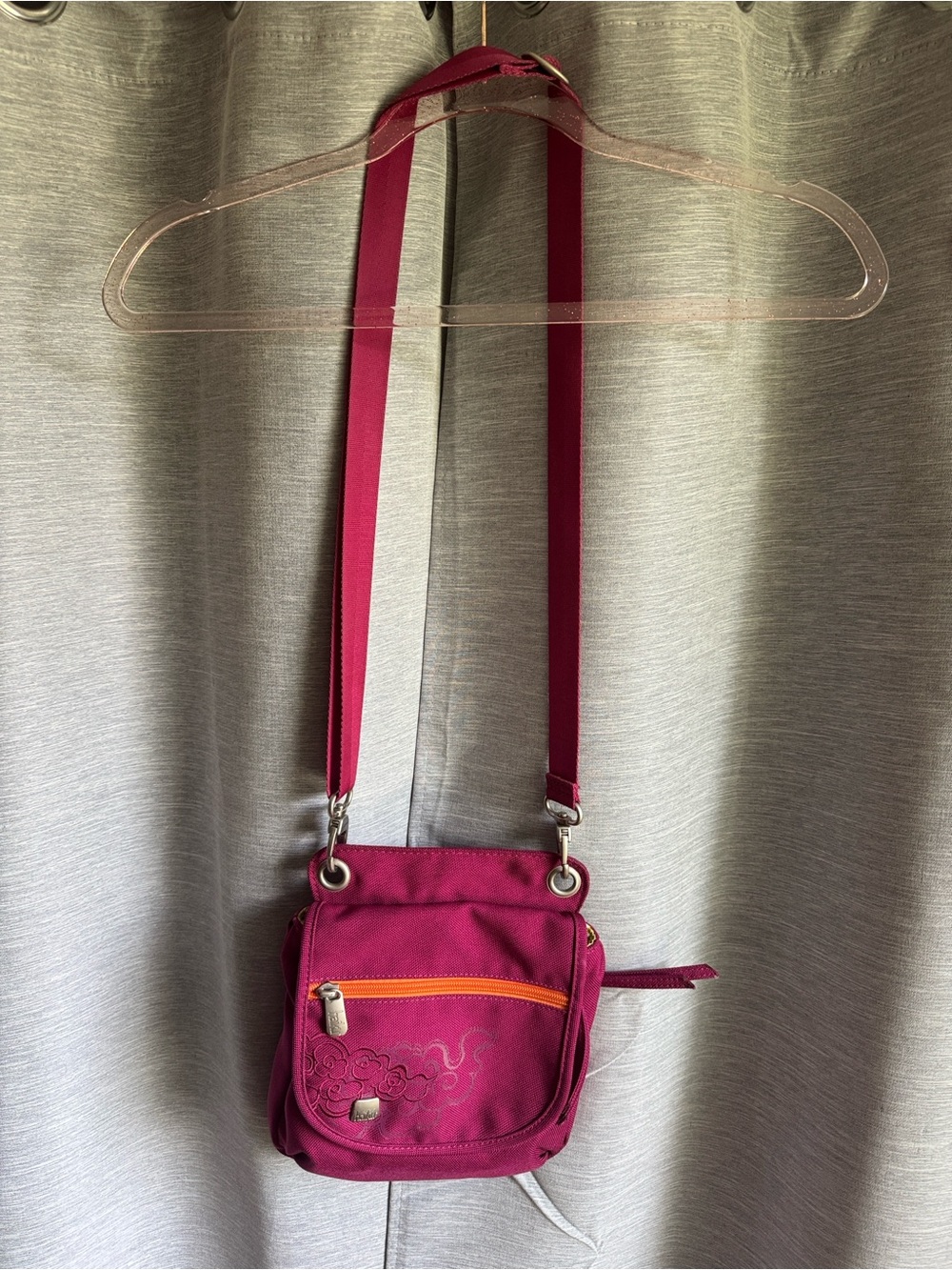 Haiku Magenta Crossbody with Orange Zip Trim